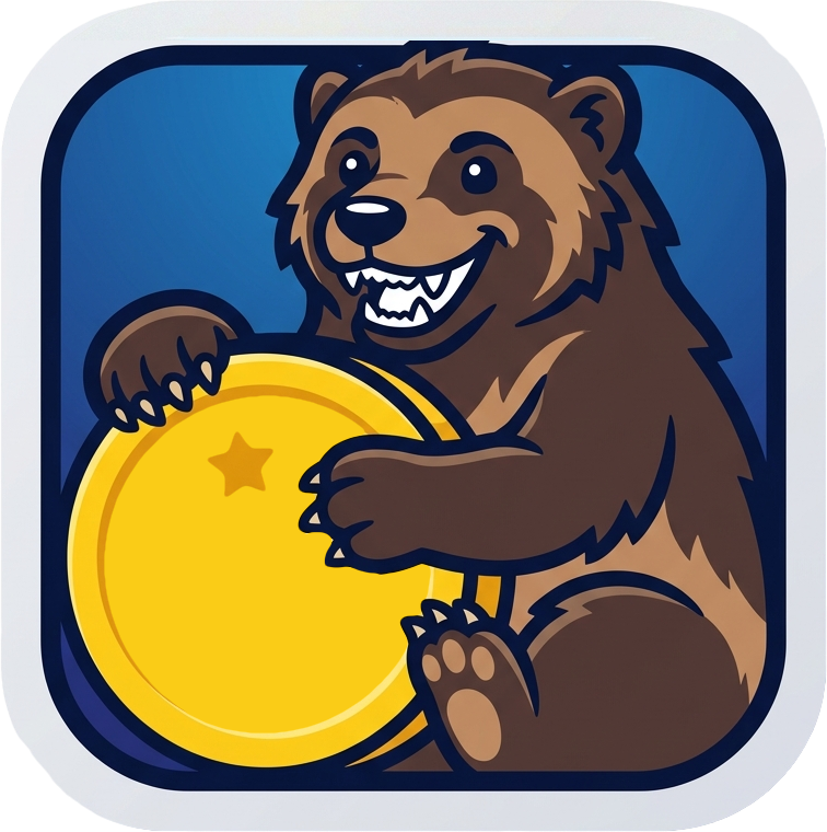 My Challenge Coin app logo, a bear holding a gold coin